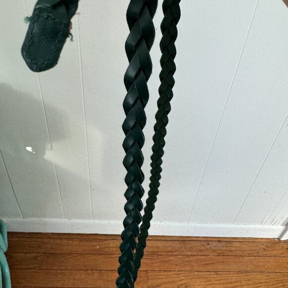 H&M Braided Hunter Green Velvet Skinny Belt w/ Gold Buckle One Size - Picture 5 of 5